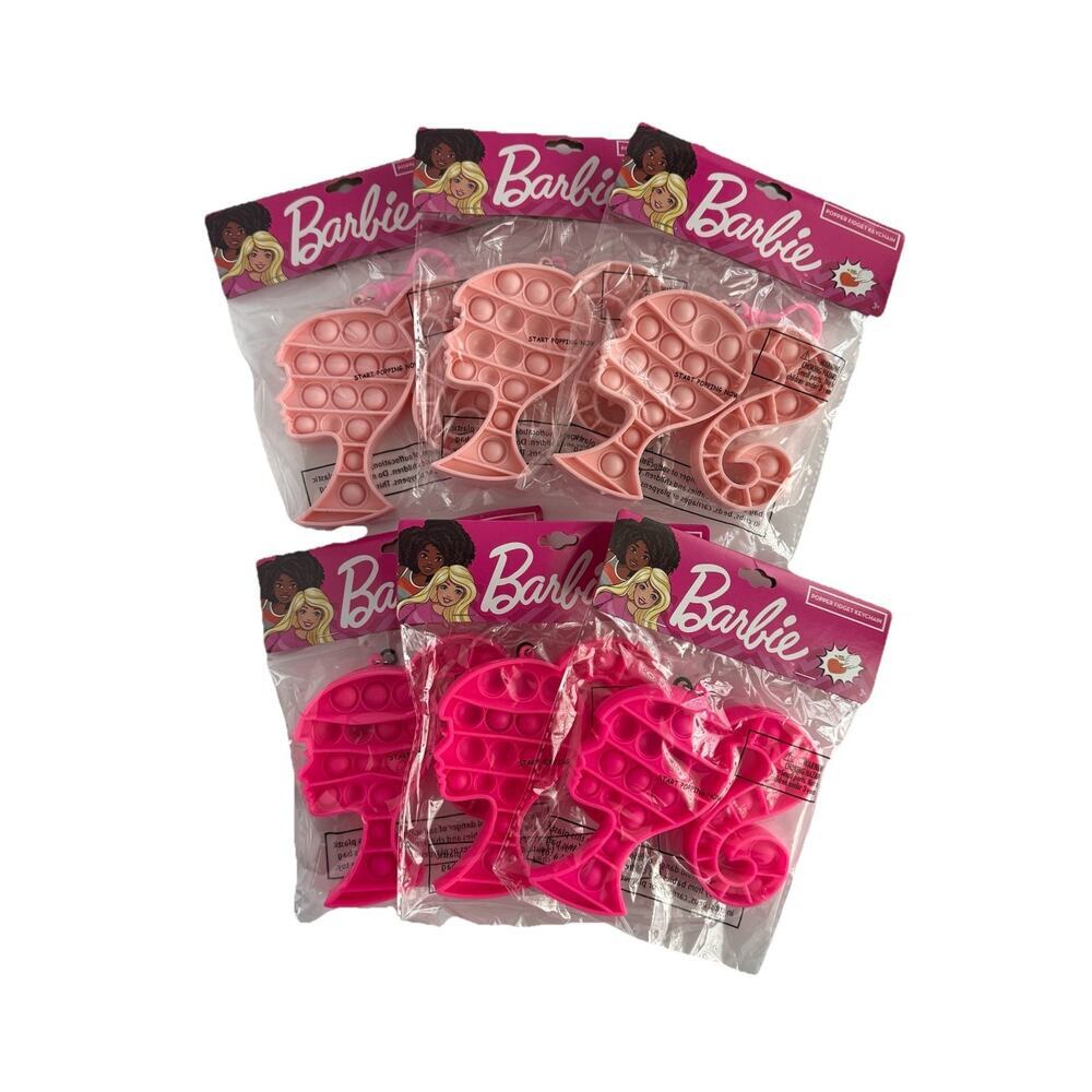 Barbie Pop It Fidget 5" Keychain Bundle Party Favors Stocking Stuffers (6 Pack) - Picture 1 of 4